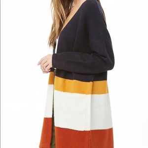 Forever 21 Color Block Longline Cardigan